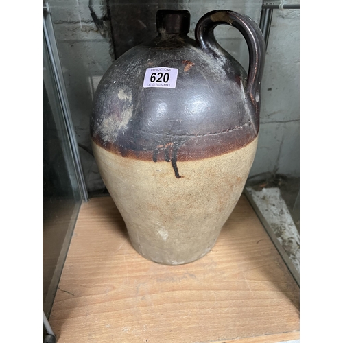 620 - dark brown glazed flagon