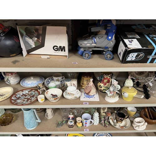 690 - shelf mixed ceramics