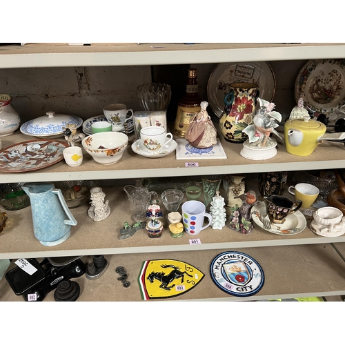 691 - shelf mixed ceramics