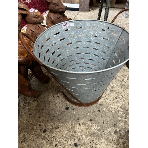 947 - galvanised olive bucket h55