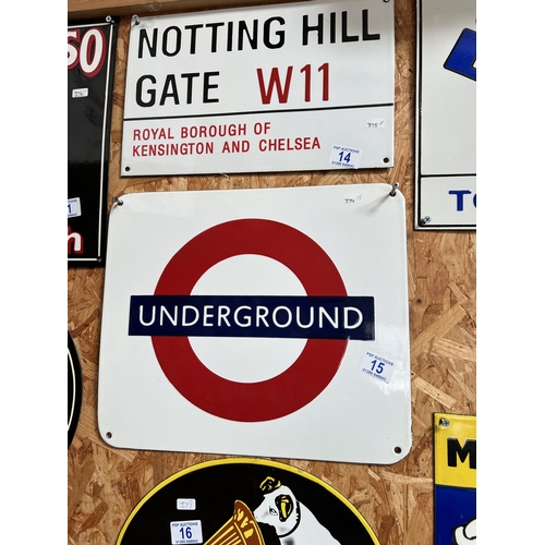 15 - vintage style enamel sign UNDERGROUND h374