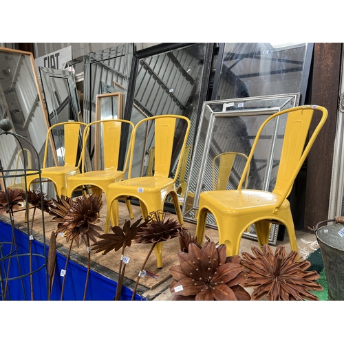 155 - 4 x metal yellow chairs