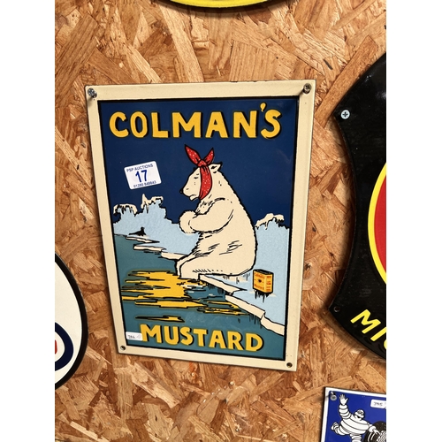 17 - vintage style enamel sign MUSTARD h386