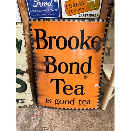 1 - Original BROOKE BOND TEA enamel sign 76cm x 102cm