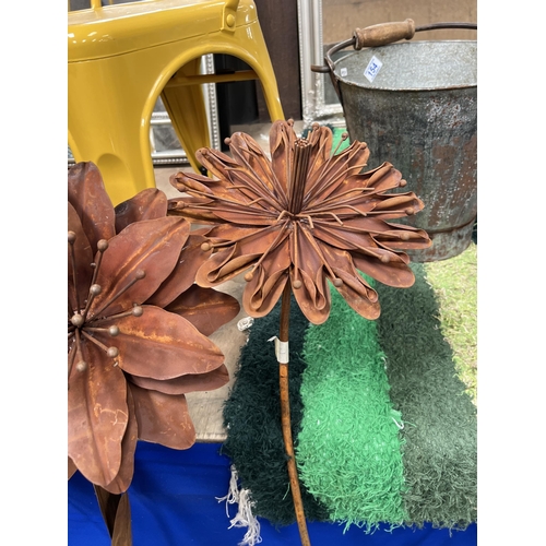 186 - Large metal flower on stick h