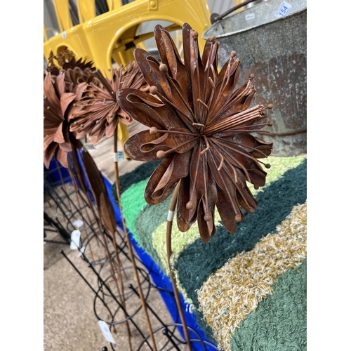 187 - Large metal flower on stick h