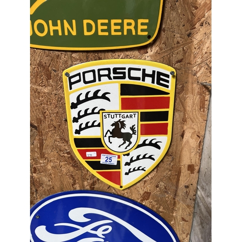 25 - vintage style enamel sign PORCHE h379