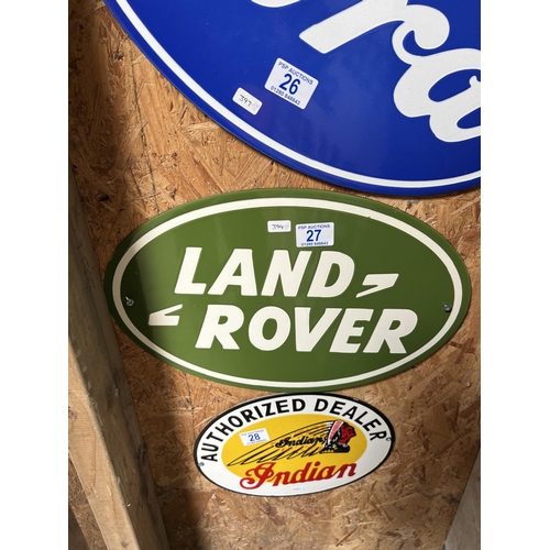 27 - vintage style enamel sign LAND ROVER h394