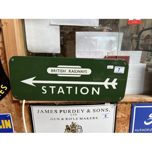 7 - vintage style enamel sign STATION h378