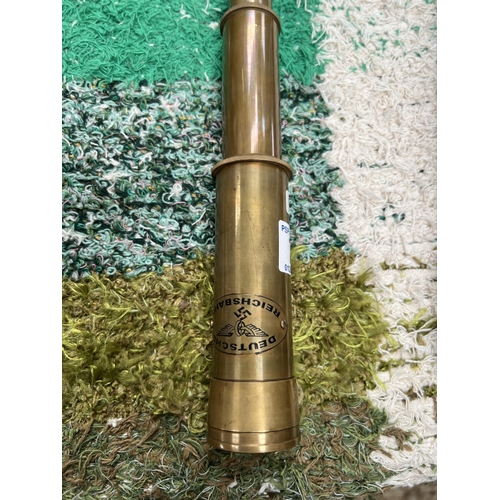 76 - Brass telescope with German motif badge h146