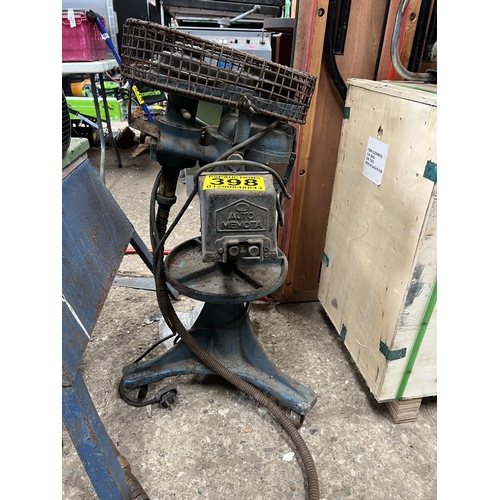 398 - vintage twin motor 240v machine on cast iron stand , drill ?