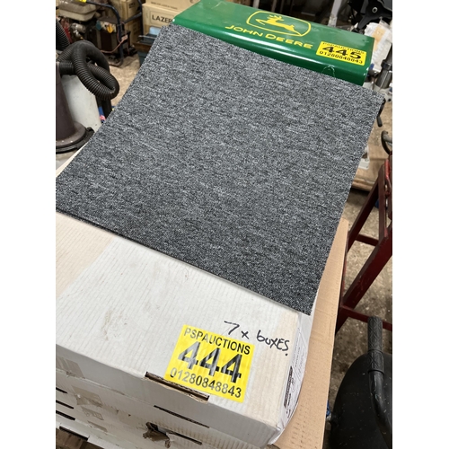 444 - 7 x boxes carpet tiles 500mm x 500mm , 20 tiles in each box