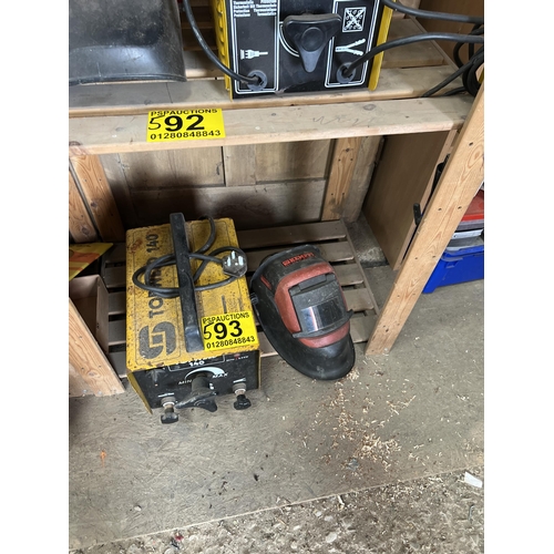 593 - Topweld welder 140 with helmet , untested