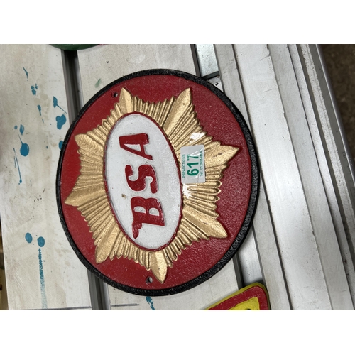 617 - Cast iron wall plaque BSA