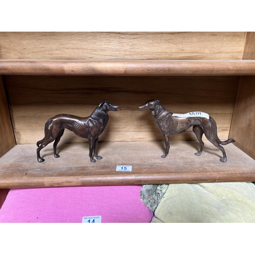 15 - pair Bronze dogs h139