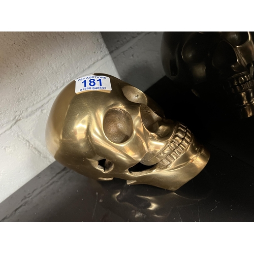 181 - brass coloured skull h160