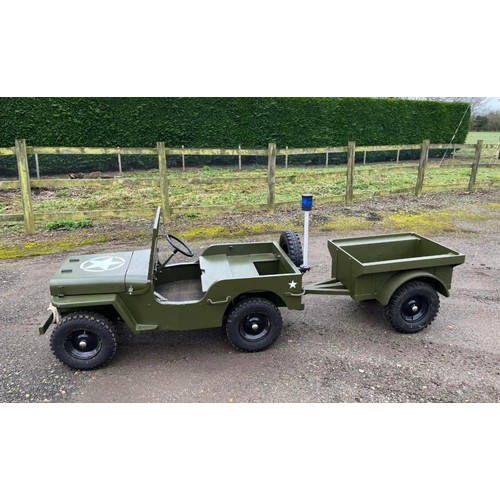 1 - MB43 Willys Army Jeep with trailer supplied by TOYLANDER , with folder of paperwork