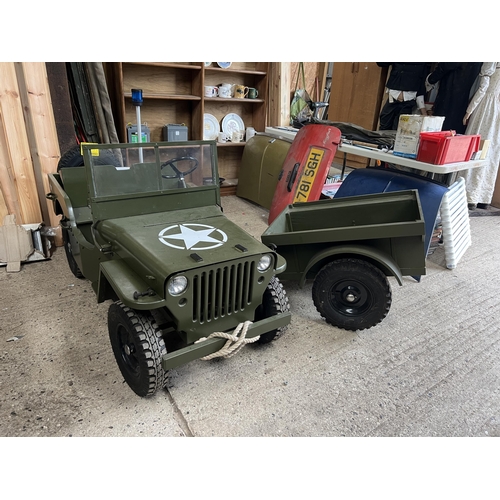 1 - MB43 Willys Army Jeep with trailer supplied by TOYLANDER , with folder of paperwork