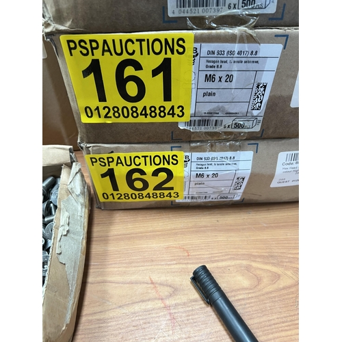 162 - box , 6 x 500 Qty M6 X 20 bolts