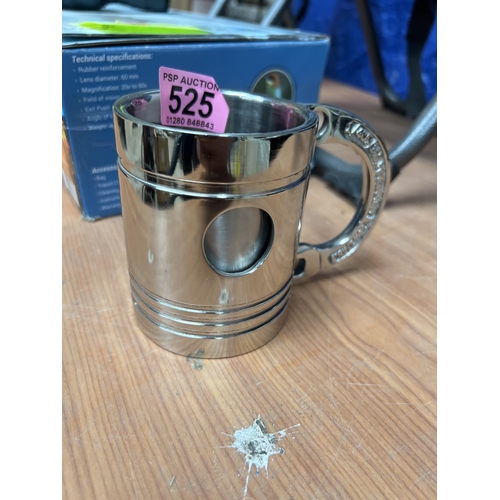 525 - Stainless steel mug with spanner handle , removable inner h207