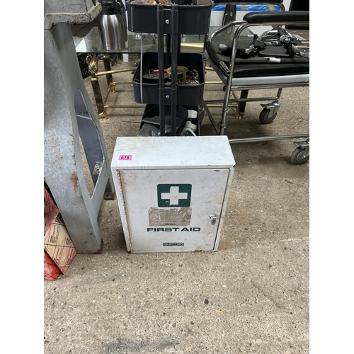 678 - metal first AID cabinet