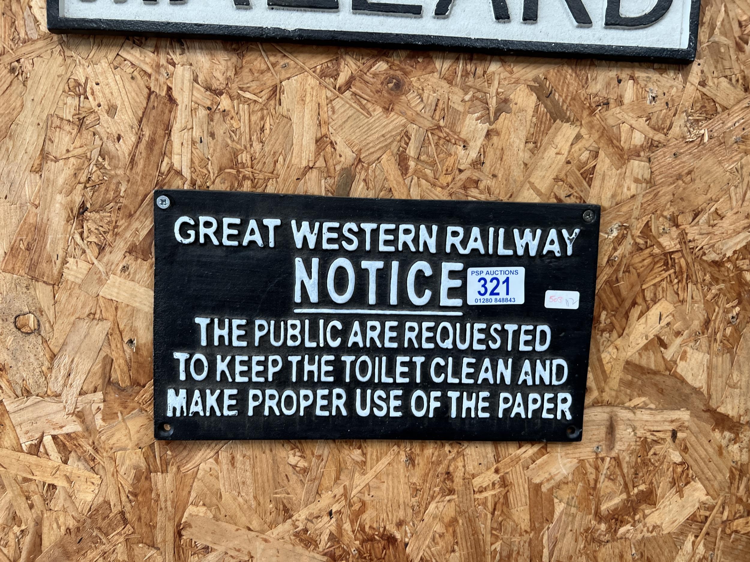 Cast iron wall plaque GREAT WESTERN RAILWAY h503