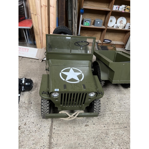 425 - MB43 Willys Army Jeep with trailer supplied by TOYLANDER , with folder of paperwork