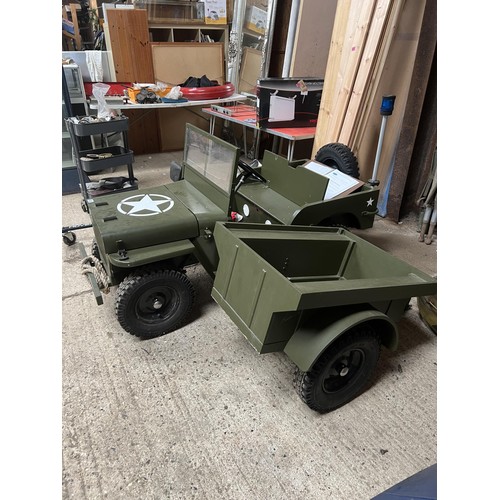 425 - MB43 Willys Army Jeep with trailer supplied by TOYLANDER , with folder of paperwork