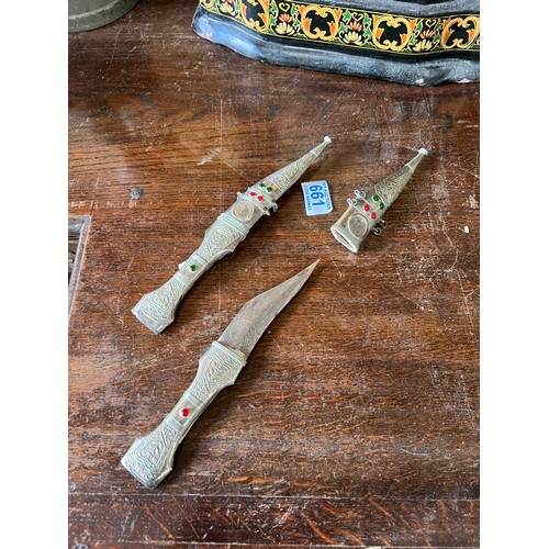 661 - Pair ornate Indian knifes