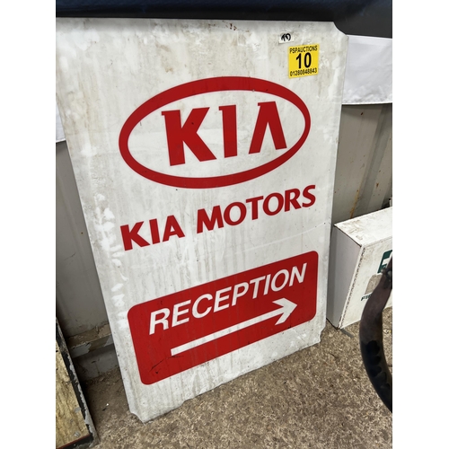 10 - Perspex KIA motors reception sign a/f