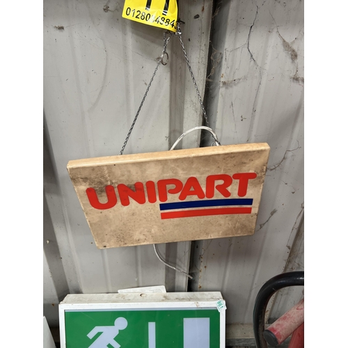 11 - perpex UNIPART light up sign a/f