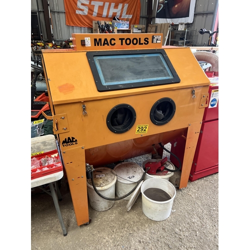 292 - LARGE Sand Blasting cabinet SBC 420 , fitted with blast gun , foot control / light , plus crate spar... 