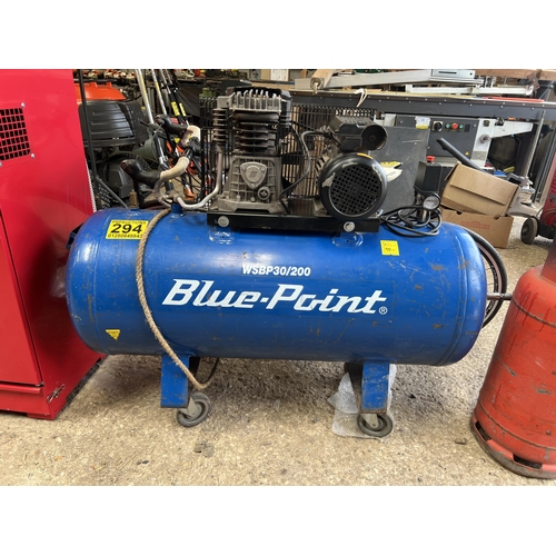 294 - BLUE - POINT compressor model WSBP30 / 200 , 200 litre tank , good working order