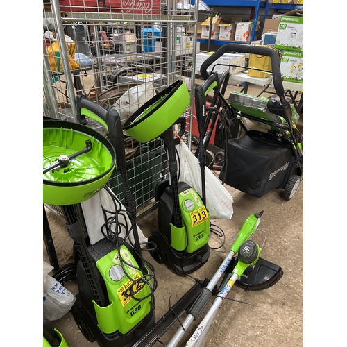 313 - Greenworks G30 pressure washer with patio attachment NEW