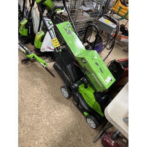 315 - Greenworks CORDLESS 48v MOWER & Hedge cutter with battery / charger NEW