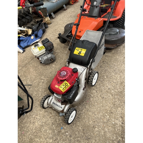 350 - Honda rotary mower HRG415CE PDE , running order , stop handle missing no 118