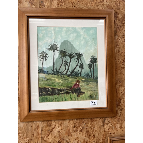 12 - Framed Picture man sitting under trees