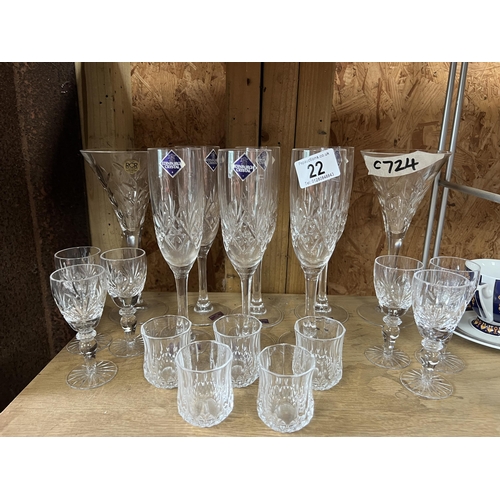 22 - Qty Edinburgh crystal drinking glasses