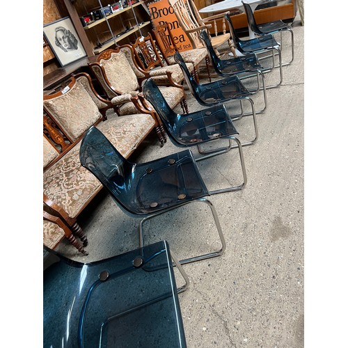 37 - 8 x Perpex & chrome leg chairs