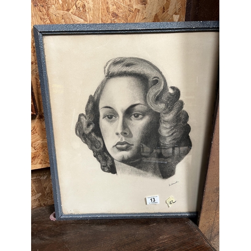 13 - Framed Portrait from Harrogate & District artist Exhibition by Silverster , Titled JOAN