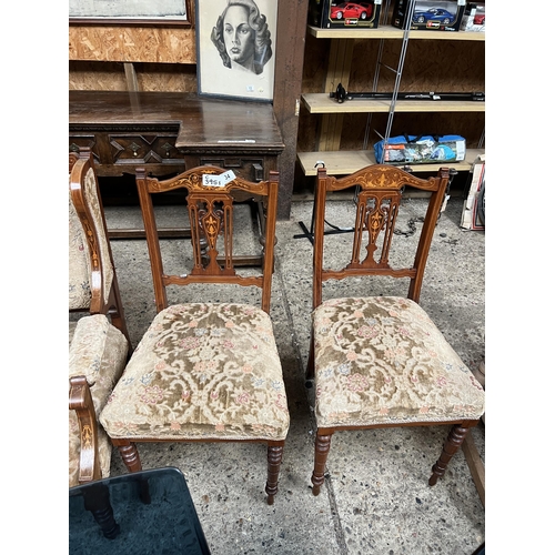 34 - Pair ornate inlaid chairs