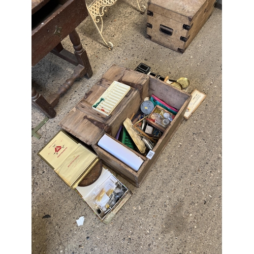 103 - Oak trunk with Qty artist materials inside