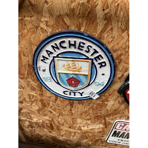 135 - Cast iron wall plaque h , Manchester City