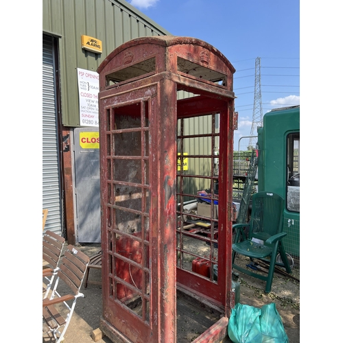 18 - Red Telephone kiosk box for restoration door and parts on pallet k6