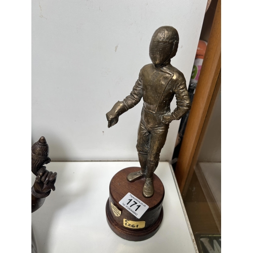 171 - Brass ornament on plinth