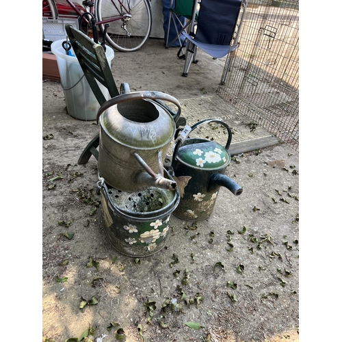 26 - 2 x watering cans , mop bucket & childs garden chair...