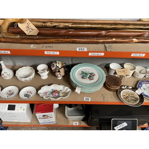 258 - shelf mixed China plates / dishes etc..