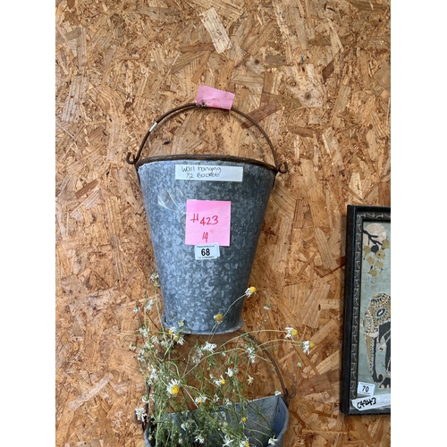 68 - Galvanised 1/2 bucket wall planter