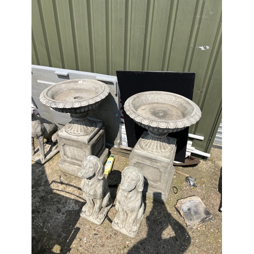 7 - Pair heavy concrete urns planters