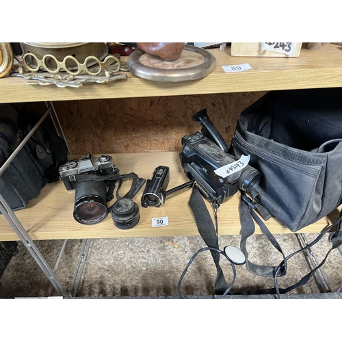 90 - Minolta SLR camera plus 2 x camcorders plus bags , SAS